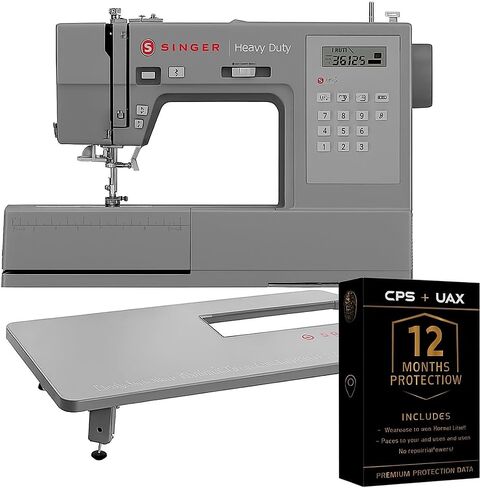 SINGER Heavy Duty 6700C Sewing Machine with Extension Table, LCD Screen, 411 Stitches, Speed Control, Built-in Needle Threader – Includes UAX Surge Protector & 12-Month CPS Protection Plan in Saudi Arabia