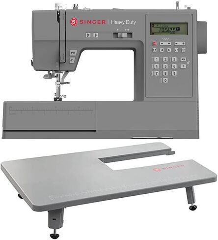 SINGER Heavy Duty 6700C Sewing Machine with Extension Table, LCD Screen, 411 Stitches, Speed Control, Built-in Needle Threader – Includes UAX Surge Protector & 12-Month CPS Protection Plan in Saudi Arabia