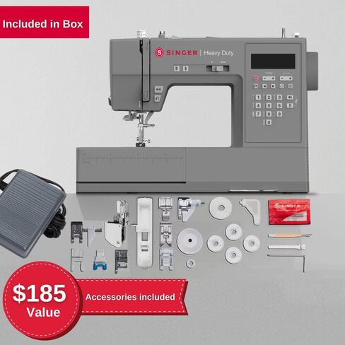 SINGER Heavy Duty 6700C Sewing Machine with Extension Table, LCD Screen, 411 Stitches, Speed Control, Built-in Needle Threader – Includes UAX Surge Protector & 12-Month CPS Protection Plan in Saudi Arabia