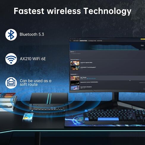 Thdeukoty mini gaming pc i9-13900f with geforce rtx4070 ، mini game desktop computer 64g ddr5 ram 2t ssd ، windows 11 pro ، wifi6e bt5.3 ، optical ، 1* hdmi 3* dp ، 8k ، أربعة عرض للألعاب/التصميم in Kuwait