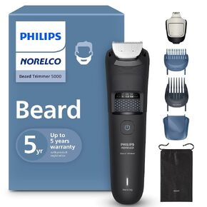 Philips Series 5000 Norelco Electric Cordless One Pass Beard and Stubble Trimmer with Washable Feature, Black and Silver, BT5511/49 in Kuwait