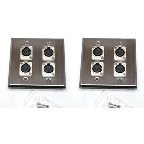 (2) Two Four XLR Double Wall Plates w/Neutrik NC3FD-L-1 Female Stainless Steel in Kuwait
