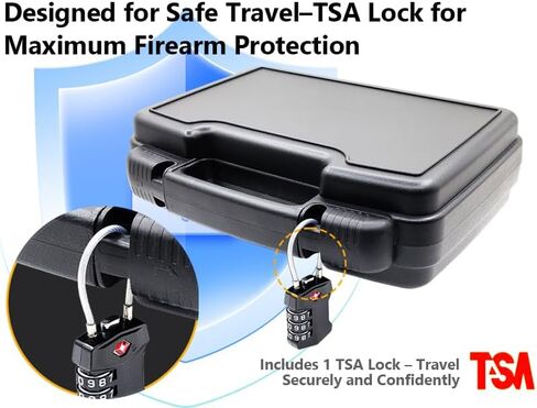 مقالة مسدس معتمدة من 9 مم TSA - حالة مسدس قذيفة صلبة قابلة للقفل ، وصندوق تخزين ونقل بندقية مقاوم للصدمات مع قفل 1 TSA in Kuwait