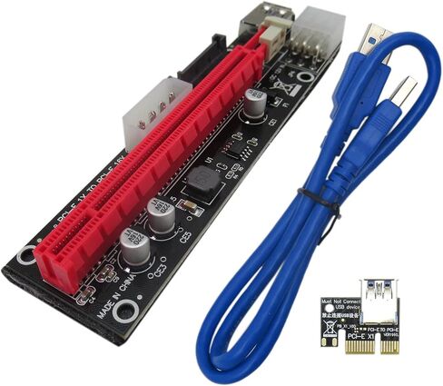 بطاقة الرسومات PCIE Riser Ver 009S 16x إلى 1x بطاقة محول Riser مدعومة مع كابل التمديد USB 3.0 و 6 دبوس إلى كابل الطاقة SATA in Saudi Arabia