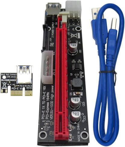 بطاقة الرسومات PCIE Riser Ver 009S 16x إلى 1x بطاقة محول Riser مدعومة مع كابل التمديد USB 3.0 و 6 دبوس إلى كابل الطاقة SATA in Saudi Arabia