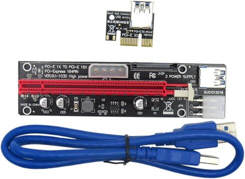 بطاقة الرسومات PCIE Riser Ver 009S 16x إلى 1x بطاقة محول Riser مدعومة مع كابل التمديد USB 3.0 و 6 دبوس إلى كابل الطاقة SATA in Saudi Arabia