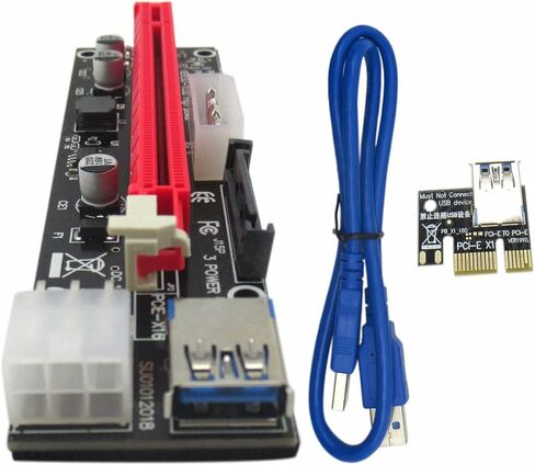بطاقة الرسومات PCIE Riser Ver 009S 16x إلى 1x بطاقة محول Riser مدعومة مع كابل التمديد USB 3.0 و 6 دبوس إلى كابل الطاقة SATA in Saudi Arabia