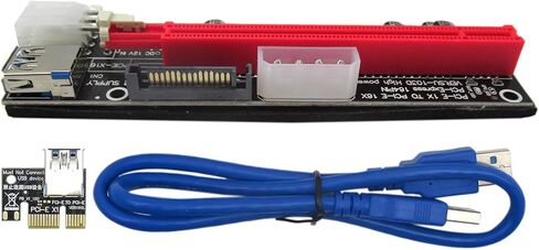 بطاقة الرسومات PCIE Riser Ver 009S 16x إلى 1x بطاقة محول Riser مدعومة مع كابل التمديد USB 3.0 و 6 دبوس إلى كابل الطاقة SATA in Saudi Arabia