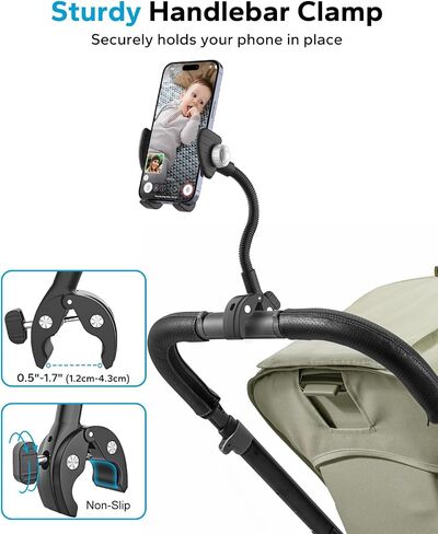 GDZN Phone Holder for Wheelchair/Stroller/Treadmill/Spin Bike/Mic Stand/Boat/Exercise Bike - 360°Adjustable Handlebar Clamp, Compatible with iPhone 16/15 Pro Max 4.7-7" Cell Phone in Saudi Arabia