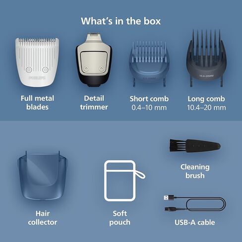 Philips Series 5000 Norelco Electric Cordless One Pass Beard and Stubble Trimmer with Washable Feature, Black and Silver, BT5511/49 in Kuwait