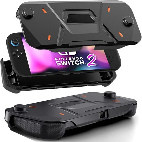 حالة واقية من Haiseire متوافقة مع Nintendo Switch 2 ، غطاء وقائي مقاوم للصدمات الكل في واحد مع حماية الفرح ، 2-في 1 غطاء أمامي قابل للإزالة للمفتاح 2 2025 (غير متوافق) ، أسود) in Kuwait