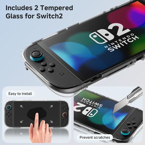 حزمة إكسسوارات echtpower لـ Nintendo Switch 2 ، مفتاح 2 حالة حمل ، غطاء واقي من السيليكون ، واقي شاشة HD 2 قطعة ، متينة وخفيفة الوزن وكبيرة ، وملحقات للمفتاح 2 in Kuwait