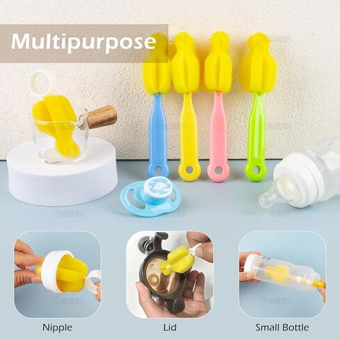 AUEAR, Milk Bottle Nipple Brushes Pacifier Sponge Cleaning Small Brush Cleaner Set for Bottles and Accessories (10 Pcs) in Saudi Arabia
