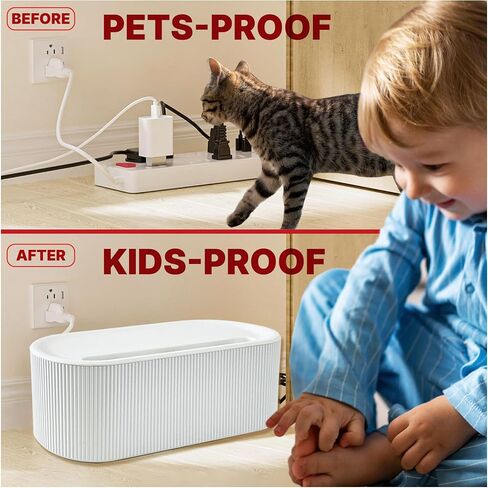 Cable Management Box - Cord Organizer Box, Cable Organizer Box, Cable Box, Cord Box, Cable Box Organizer, Cord Management Box, Cord Hider Box, Power Strip Holder. White, Large. in Saudi Arabia