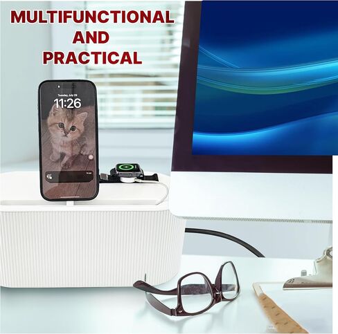 Cable Management Box - Cord Organizer Box, Cable Organizer Box, Cable Box, Cord Box, Cable Box Organizer, Cord Management Box, Cord Hider Box, Power Strip Holder. White, Large. in Saudi Arabia