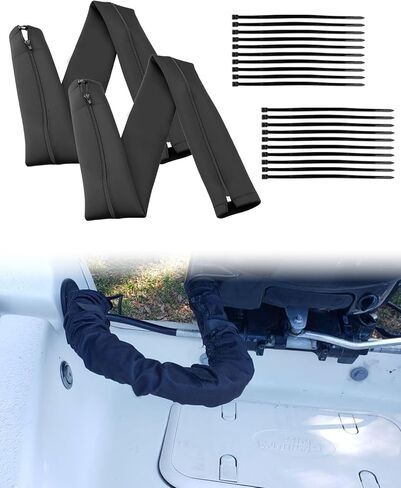 48Inch Trolling Motor Cable Sleeve, Zippered Neoprene Trolling Motor Cover for Wire and Hose Protection, Black Outboard Rigging Organizer Sleeve, 2 Pack in Saudi Arabia