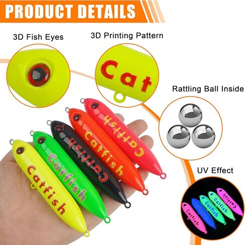 Catfish Rattling Line Float Lure for Catfishing Catfish Spook Rattle/Floats Dragon Style Peg Floats for Santee Rig Fishing 4/5.5inch, 5/10 Pack in Saudi Arabia