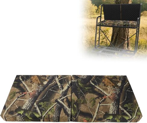 Two Man Tree Stand Seat Cushion, 31.5x14.17x2.36in Foldable Waterproof Outdoor Treestand Seat Pad with Zipper and Straps for Hunting Ladder Camping Chair & Hunting Accessories(Camouflage Color) in Saudi Arabia