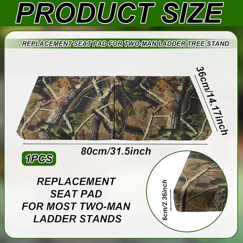 Two Man Tree Stand Seat Cushion, 31.5x14.17x2.36in Foldable Waterproof Outdoor Treestand Seat Pad with Zipper and Straps for Hunting Ladder Camping Chair & Hunting Accessories(Camouflage Color) in Saudi Arabia
