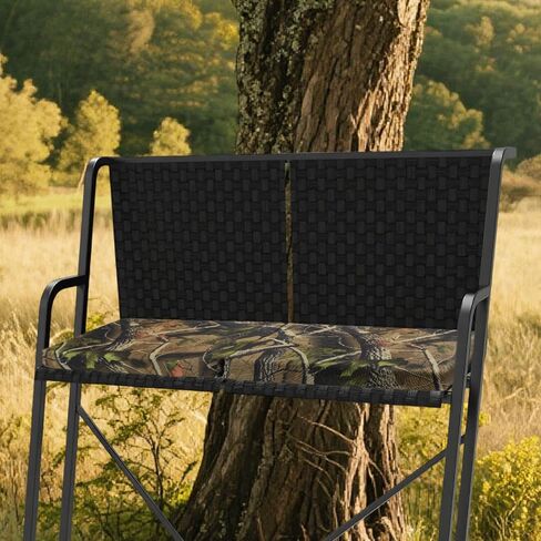 Two Man Tree Stand Seat Cushion, 31.5x14.17x2.36in Foldable Waterproof Outdoor Treestand Seat Pad with Zipper and Straps for Hunting Ladder Camping Chair & Hunting Accessories(Camouflage Color) in Saudi Arabia