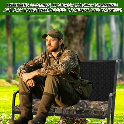 Two Man Tree Stand Seat Cushion, 31.5x14.17x2.36in Foldable Waterproof Outdoor Treestand Seat Pad with Zipper and Straps for Hunting Ladder Camping Chair & Hunting Accessories(Camouflage Color) in Saudi Arabia