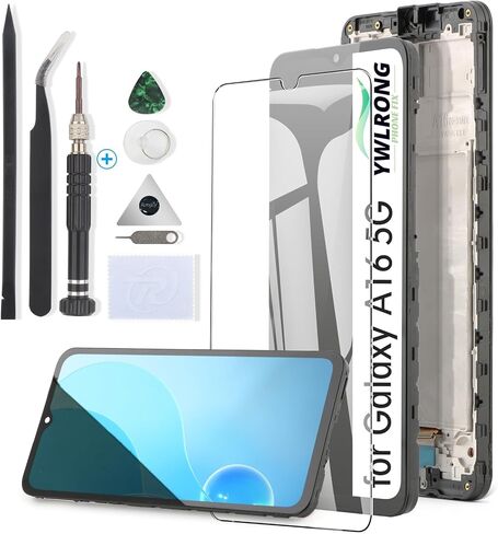 ywlrong لـ Samsung Galaxy A16 5G استبدال الشاشة لـ Samsung A16 5G SM-A166U SM-A166B SM-A166P SM-A166E عرض مجموعة رقمية الشاشة اللمس بديلة مع أدوات （مع الإطار）） in Kuwait