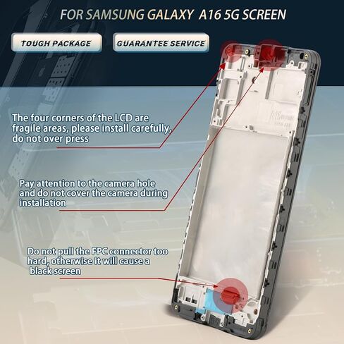 ywlrong لـ Samsung Galaxy A16 5G استبدال الشاشة لـ Samsung A16 5G SM-A166U SM-A166B SM-A166P SM-A166E عرض مجموعة رقمية الشاشة اللمس بديلة مع أدوات （مع الإطار）） in Kuwait