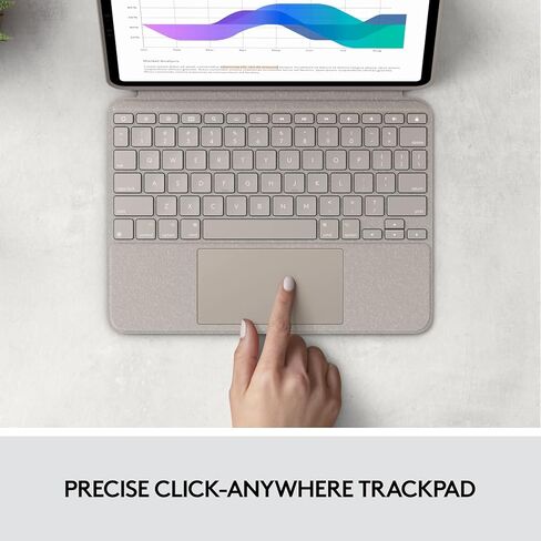 Logitech Combo Touch iPad Pro 11 بوصة (1 ، 2 ، 3 ، 4th Gen - 2018 ، 2020 ، 2021 ، 2022) حالة لوحة المفاتيح - الرمال ؛ تخطيط الولايات المتحدة الأمريكية (متجدد) in Kuwait