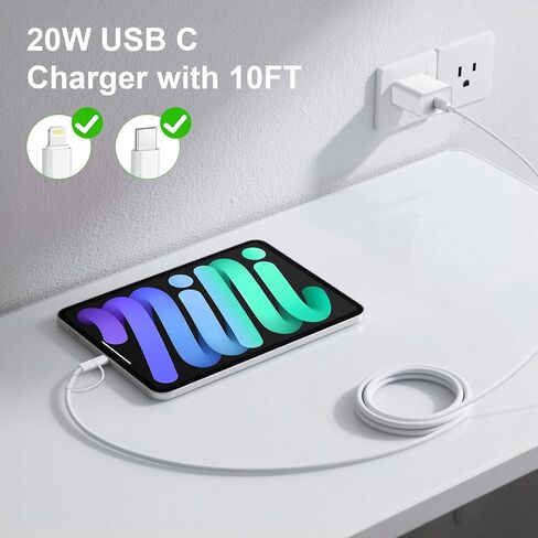 iPhone 17 16 15 Charger Fast Charging ، 3 Pack 10ft Pd 20W USB C Charger with Lightning Cord & USB C Cable Type C Chargers for iPhone 17/17 Pro/17 Pro Max/16/16 Plus/16 Pro/16 Pro Max/15/14/13 in Kuwait