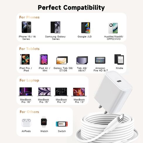 6ft 20W USB Type C Fast Charger for Samsung Galaxy Tab S10+ Plus S10, S9, S8, S7, FE S6, S5e, S4, S3, Tab A7, A9+ Plus, A9 A8, A10.1 Tablet Galaxy A14 A15 A16 5G A36 A42 A10e A03S Charging Cable Cord in Saudi Arabia