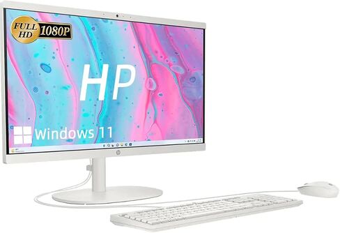 HP 21.5 "Comple HD Display All-in-One Computer ، Intel Celeron J4025 Processor ، 16GB DDR4 ، 128GB SSD ، Bluetooth ، USB-C ، WebCAM ، HDMI ، RJ-45 ، Wi-Fi 6 ، LED ، Windows 11 Pro ، Cashmere White in Saudi Arabia