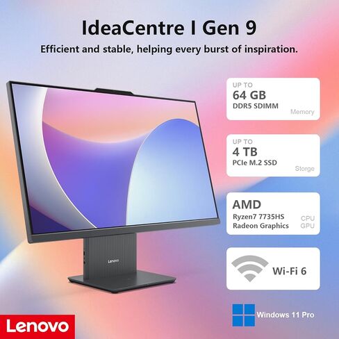 Lenovo 2025 IdeaCentre Next Gen Copilot AI Ready Business All-in-One, 27" FHD Touchscreen 100Hz, AMD Ryzen 7 7735HS, 64GB DDR5 RAM, 2TB SSD, Wi-Fi 6, Win 11 Pro, Grey, ADATA 512 External SSD Bundle in Saudi Arabia