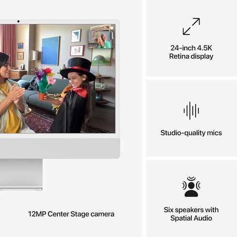 Apple 2024 iMac All-in-One Desktop Computer with M4 chip with 8-core CPU and 8-core GPU: Built for Apple Intelligence, 16GB Unified Memory, 512GB SSD Storage - Silver (Z1E200085) in Saudi Arabia