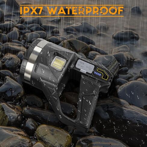 Lightlight 1000000 Lumens ، 6 أوضاع فائقة مصباح يدوي مصباح Super Bright LED مع ضوء خبز ، ثلاثي القوائم ثلاثية المعدلة ، 15000 مللي أمبير في الساعة 18 ساعة IPX7 مصابيح ماء مقاومة للماء في الهواء الطلق ، L. in Kuwait
