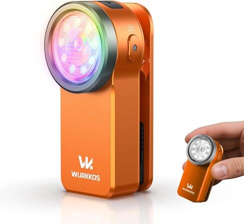 Wurkkos HD03 Rechargeable Flashlights EDC Clip-on Light, Bright 680 Lumens Pocket Flashlight, Combines Spotlight/Floodlight/RGB Light, Magnetic, IPX6 Waterproof for Cycling, Repairing (Orange) in Saudi Arabia