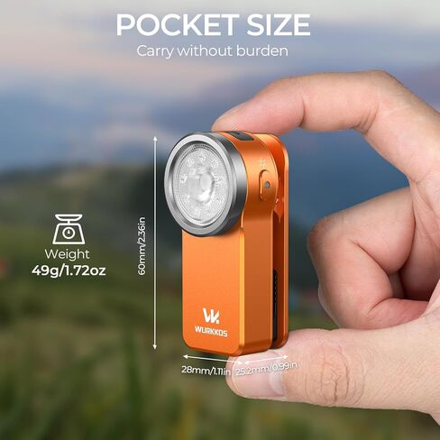 Wurkkos HD03 Rechargeable Flashlights EDC Clip-on Light, Bright 680 Lumens Pocket Flashlight, Combines Spotlight/Floodlight/RGB Light, Magnetic, IPX6 Waterproof for Cycling, Repairing (Orange) in Saudi Arabia