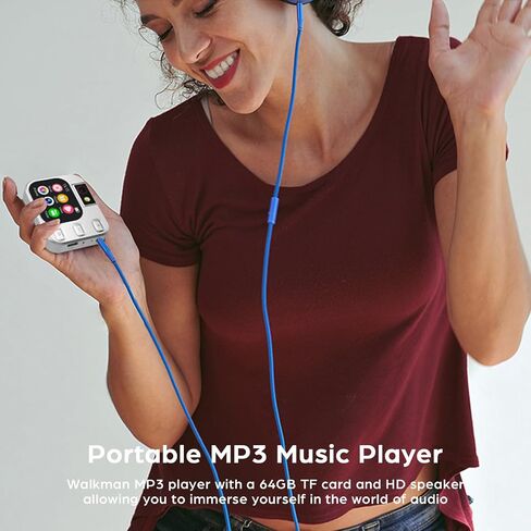 64GB MP3 Player with Bluetooth and 180° Camera Portable MP3 Music Player 2.01" Touch Screen HiFi Lossless Sound Music Audio Player with Built-in Speaker Voice Recorder FM Radio Earphone Jack in Saudi Arabia
