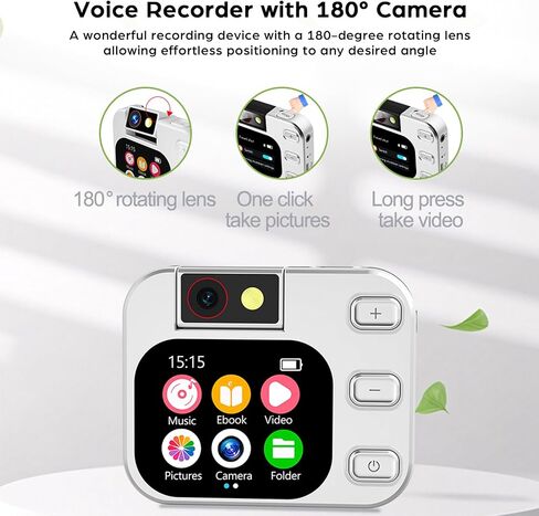 64GB MP3 Player with Bluetooth and 180° Camera Portable MP3 Music Player 2.01" Touch Screen HiFi Lossless Sound Music Audio Player with Built-in Speaker Voice Recorder FM Radio Earphone Jack in Saudi Arabia