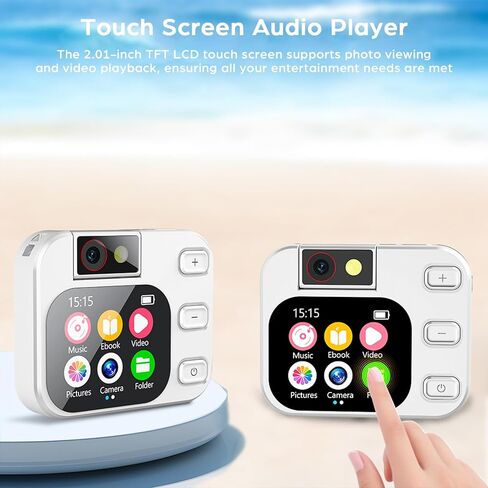 64GB MP3 Player with Bluetooth and 180° Camera Portable MP3 Music Player 2.01" Touch Screen HiFi Lossless Sound Music Audio Player with Built-in Speaker Voice Recorder FM Radio Earphone Jack in Saudi Arabia