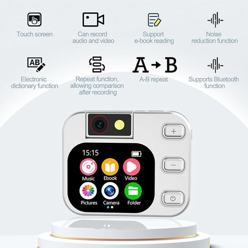 64GB MP3 Player with Bluetooth and 180° Camera Portable MP3 Music Player 2.01" Touch Screen HiFi Lossless Sound Music Audio Player with Built-in Speaker Voice Recorder FM Radio Earphone Jack in Saudi Arabia