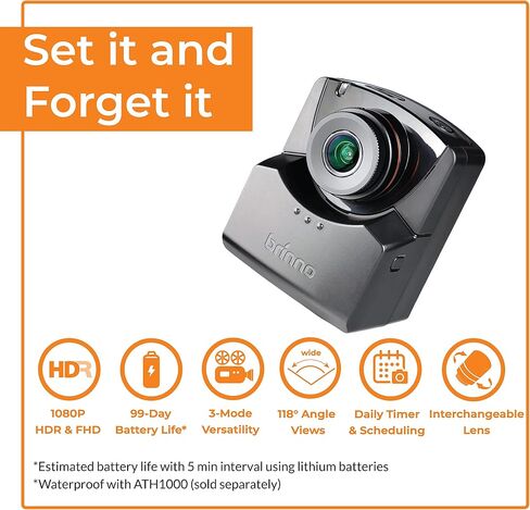 Brinno BCC2000 Plus Construction Camera Bundle | Includes: Full HD TLC2000 Time Lapse Camera, 32-ft Extender Kit, Clamp Mount & Waterproof Case | 1-Year Battery (2-Pack) in Kuwait