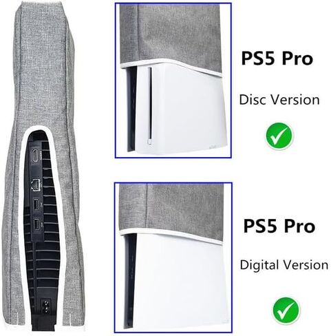 تغطية الأفق لـ PS5 PRO/PS5 Slim/PS5 ، PS5 Console Cover Protection Aptlicbroof أفقي ، يسهل إزالة مخصص مصمم لإصدار PS5 Pro Console Disc & Digital Edition (Gray Vertical) in Saudi Arabia