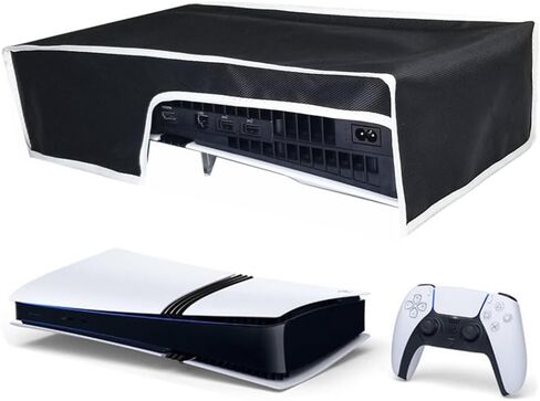 تغطية أفقي لـ PS5 Pro/PS5 Slim/PS5 ، PS5 Console Cover Fearizontal Dustproof ، من السهل إزالة مخصص مصمم لإصدار PS5 Pro Console Disc & Digital Edition (الخط الأسود والأبيض) in Saudi Arabia