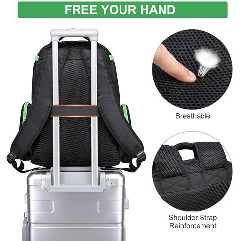 حقيبة الظهر Liokesa PS5 ، حقيبة تحمل على الظهر للألعاب متوافقة مع PlayStation 5 / PS5 Slim / PS4 / Xbox One ، حالة حمل سفر مع جيوب متعددة لملحقات الكمبيوتر المحمول والألعاب السوداء والأزرق ، الأسود والأزرق in Kuwait