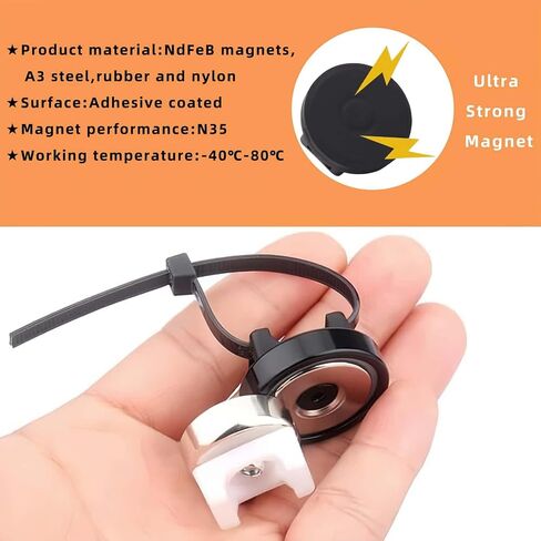 Heavy-Duty Magnetic Zip Tie Mounts,10Pcs Multipurpose Cable Holder with Nylon Cable Ties (50 Pieces) for Efficient Wire Management in Saudi Arabia