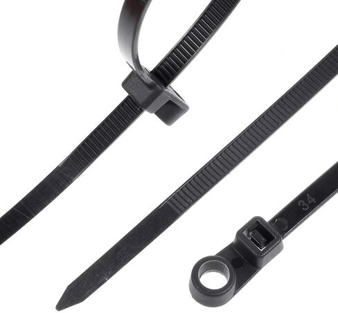 100 PCS Black Zip Ties with Screw Hole, 7.8 Inch Multipurpose Heavy Duty Nylon Zip Tie Mountable head Cable Ties Straps Cable Cord Management for Indoor Outdoor Office Home in Saudi Arabia