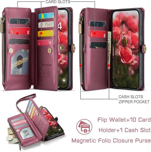Defencase Compatible with Moto G - 2025 Case, RFID Blocking Wallet Case for Motorola Moto G 5G 2025 PU Leather Magnetic Flip Wrist Strap Zipper Card Holder Phone Cases for Women and Men, Purple in Saudi Arabia