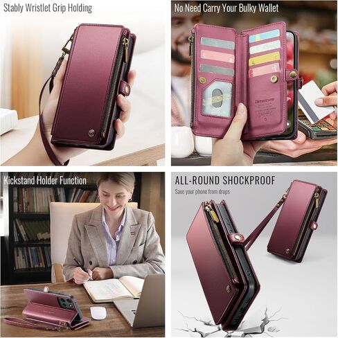 Defencase Compatible with Moto G - 2025 Case, RFID Blocking Wallet Case for Motorola Moto G 5G 2025 PU Leather Magnetic Flip Wrist Strap Zipper Card Holder Phone Cases for Women and Men, Purple in Saudi Arabia