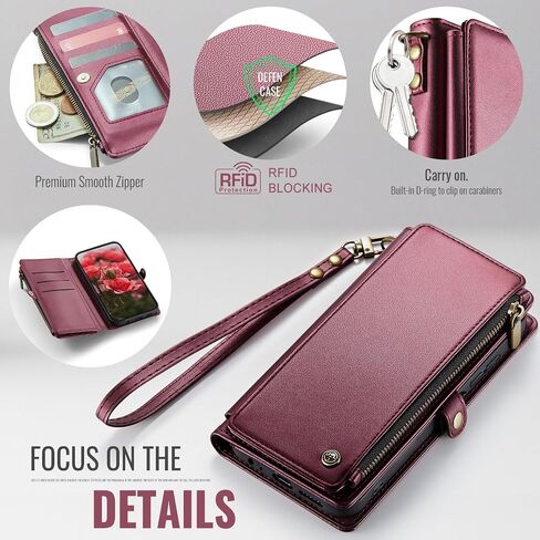 Defencase Compatible with Moto G - 2025 Case, RFID Blocking Wallet Case for Motorola Moto G 5G 2025 PU Leather Magnetic Flip Wrist Strap Zipper Card Holder Phone Cases for Women and Men, Purple in Saudi Arabia