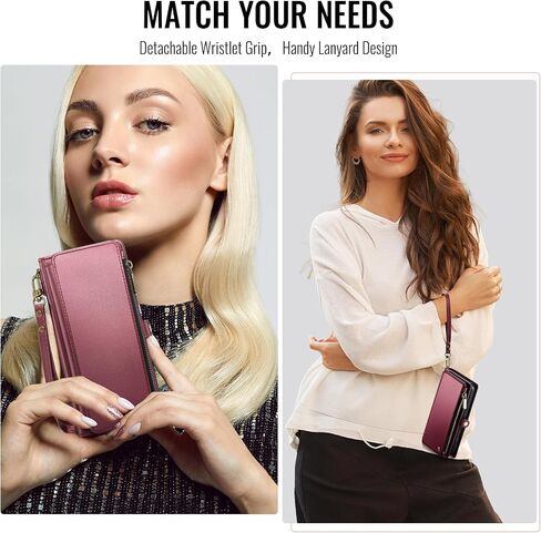 Defencase Compatible with Moto G - 2025 Case, RFID Blocking Wallet Case for Motorola Moto G 5G 2025 PU Leather Magnetic Flip Wrist Strap Zipper Card Holder Phone Cases for Women and Men, Purple in Saudi Arabia